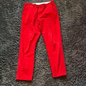 Slim red corduroy pants